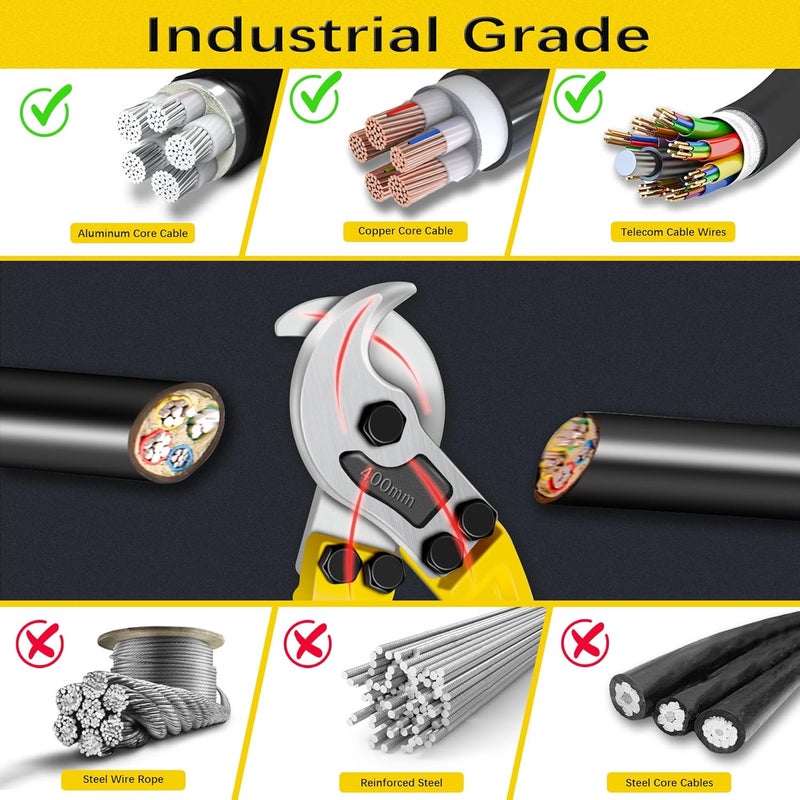 AUPREX 18 Inch Heavy Duty Cable Cutter with Long Handle, Harden Carbon Steel Cable Cutter for Aluminum Cable, Copper Wire and Communication Cables. - Image 5